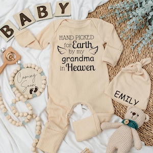 Hand picked for earth by my great grandpa Grandma in heaven Baby Bodysuit, Set Baby Clothes prefect baby shower gift, Pregnancy Announcement