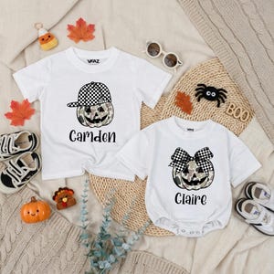 Custom Camo Pumpkin Matching Outfit for Siblings, Personalized Boy Girl Halloween Baby Romper, Halloween Toddler Shirt, Pumpkin Season Gift