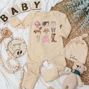 Personalized Equestrian Baby Girl Bodysuit, Cute Horseback Baby Outfit, Newborn Clothes, Horse Baby Shower Gift, Girls Horse Riding