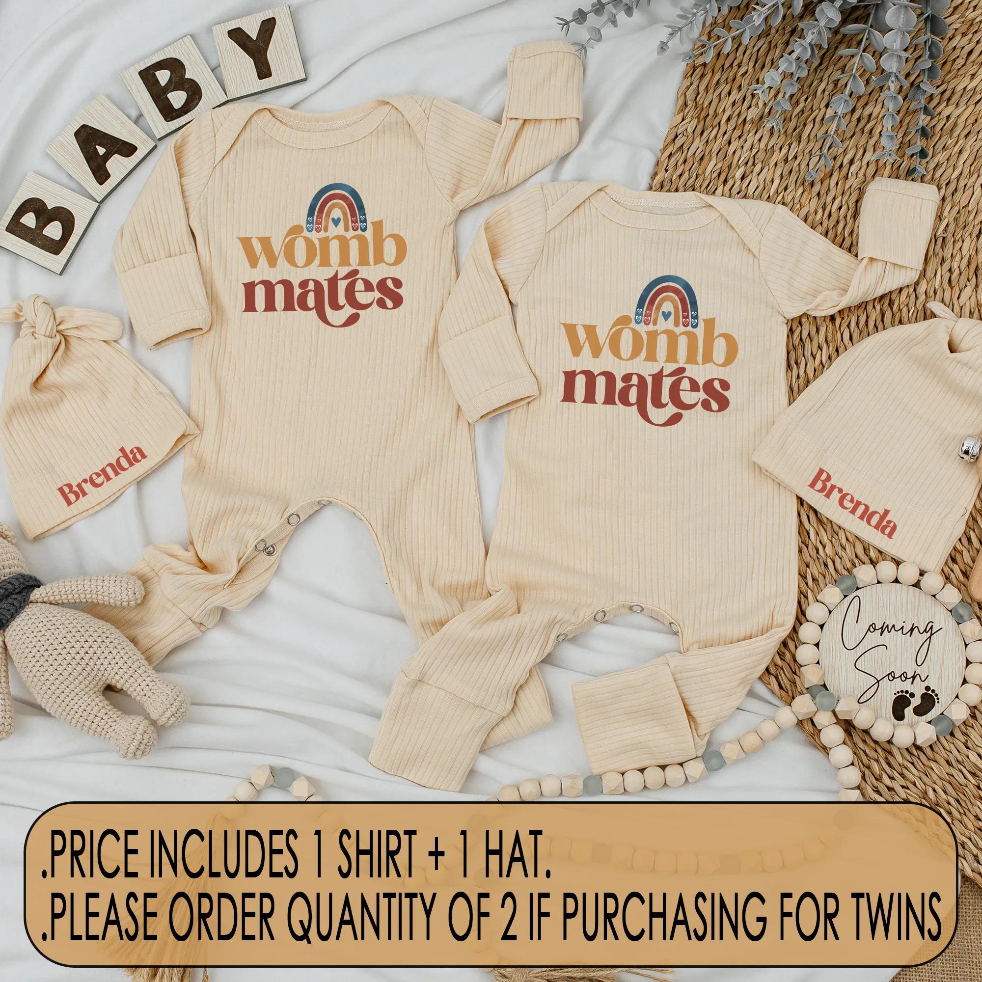 Womb Mates Twin Baby Outfit, Matching Funny Twin Rompers, Custom Newborn Clothes, Cute Gift for Twins, Baby Shower Gift, Best Friend Twin