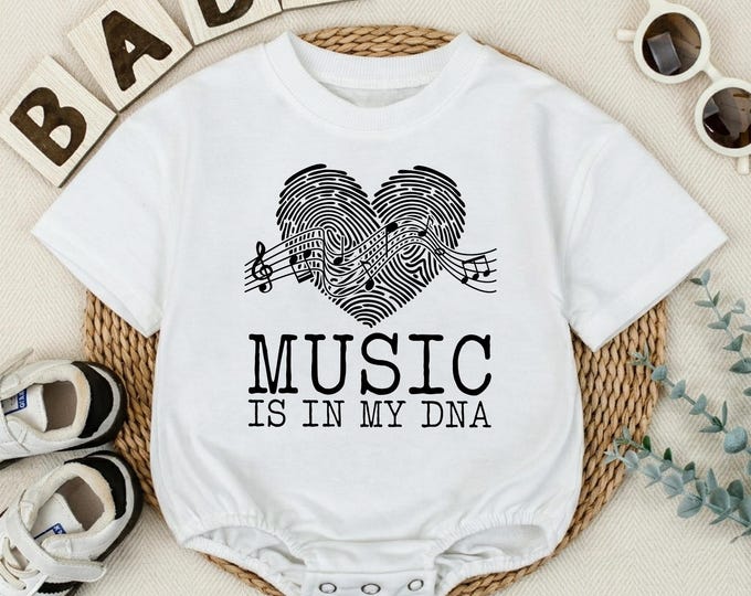 Music is in My DNA Baby Romper, Cute Musician Newborn Outfit, Music Baby Clothes, Baby Shower Gift, Baby Boy Clothes, Music Lover Gift