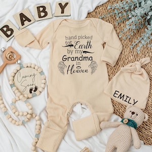 Hand picked for earth by my great grandpa Grandma in heaven Baby Bodysuit, Set Baby Clothes prefect baby shower gift, Pregnancy Announcement