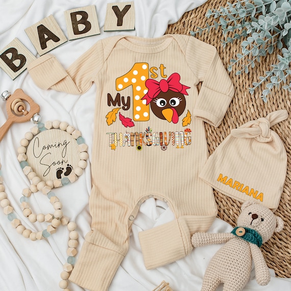 Baby Thanksgiving Outfit - Little Turkey Romper Onesie For Newborns & Infants
