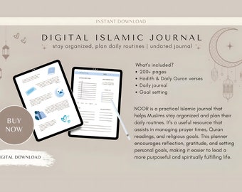 Digital Islamic journal 200+ pages!! | Ramadan journal, Digital Islamic book, Ramadan gift, Quran journaling, Quran Tracker, Muslim Planner.