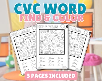 わちファミリーページ①② I Spy CVC Words, CVC Words Worksheets, CVC Word Searches