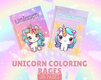 Páginas para colorear de unicornios / Hojas para colorear de unicornios / Páginas para colorear imprimibles de unicornios / Páginas de libros para colorear / Lindas páginas para colorear de unicornios