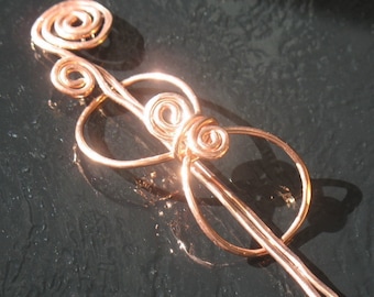 COPPER KNOT Shawl Pin or Hair Pin