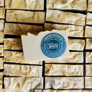 Orange Patchouli Natural Soap Bar with Essential Oils, Orange Peel - Vegan, Handmade, Eco-Friendly, Turmeric, Shea Butter, Gift for Men