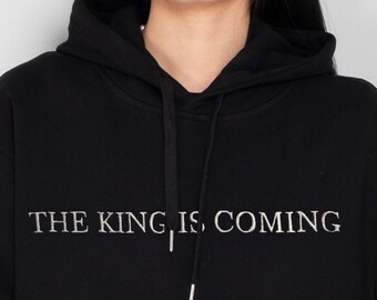 Personalized Hoodie Embroidered Christian Sweatshirt with Bible Verse Hoodie Faith Apparel with The King Is Coming for Christian Sweatshirt