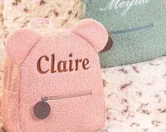 Personalized Corduroy Bear Backpack For Kids | Custom Name Embroidery, 24x31cm Size