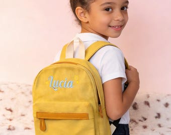 Embroidered Kids Backpack, Personalized Mini Seersucker Book Bag