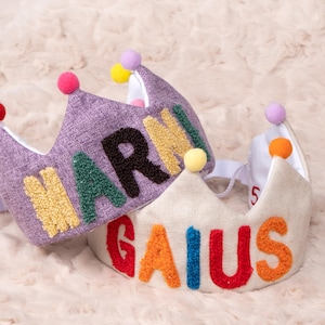 Personalized Baby Birthday Crown Baby Fabric Crown with Name Cotton Birthday Play Crown First Birthday Gifts Toddler Crown for Baby Shower