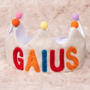 Personalized Baby Crown Handmade Fabric Crown with Name for Baby First Birthday Outfit Kid Birthday Crown Baby Shower Gifts for B-day Party
