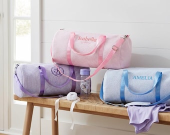 Travel Bag for Kid Personalized Duffle Bag for Baby Monogram Seersucker Kid Duffel Bag Toddler Diaper Bag Overnight Bag Dance Bag Child Gift