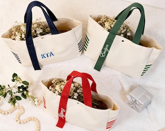 Embroidered Canvas Bridesmaid Tote Bag, Custom Wedding Gift