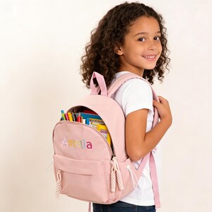 Personalized Toddler Backpack Baby Cute Backpack Embroidered School Bag with Name Kid Backpack Pink Bookbag for Students Back to School Gift image 9