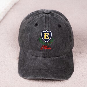Personalized Kids Hat Base Ball Cap for Child Monogram Kids Caps Unisex Ball Cap Embroidery Initial Hat 2-6 Years Old for Baby Birthday Gift