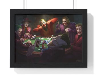 Why So Serious Joker-Inspired Wall Art – Dark Aesthetic Horizontal Framed Poster – Moody Comic Home Decor for DC Fans