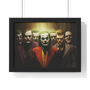 Joker Chaos Minimalist Wall Art – Dark Green Framed Poster for Home or Office