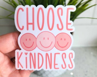 Choose Kindness Smile Decal, Motivational Laptop Sticker, Water bottle Decal, Tumbler Stickers, Mental Health Sticker, Sticker For Kindle
