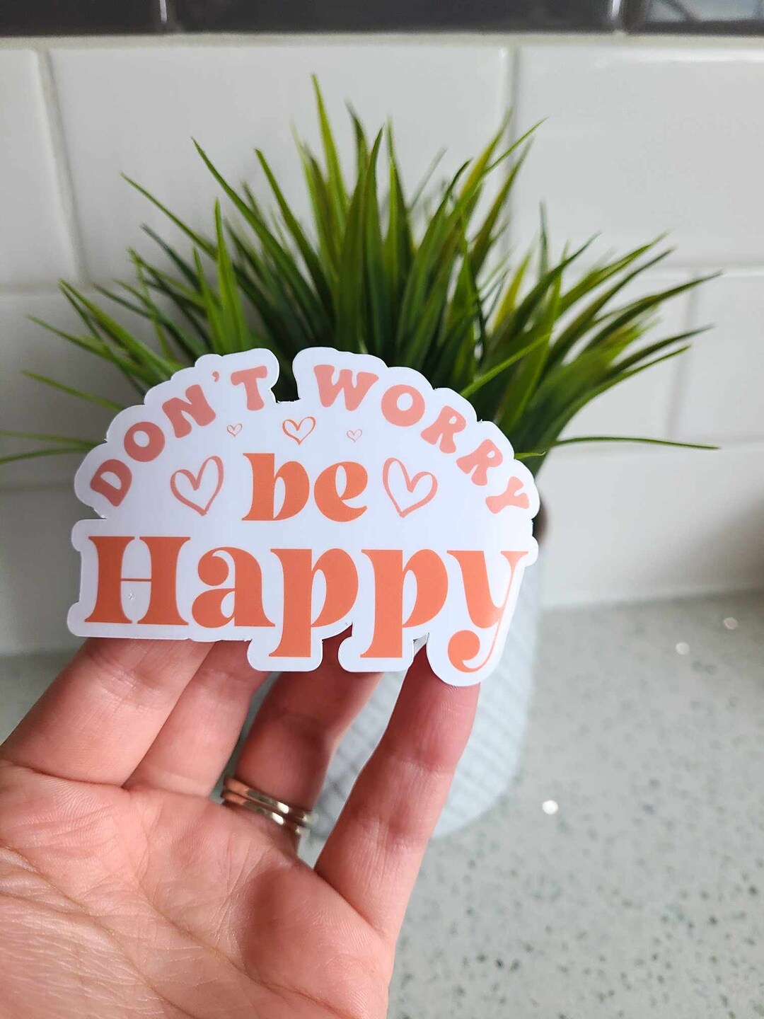 Don't Worry Be Happy Sticker, Motivational Laptop Sticker, Water Bottle ...