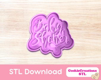 Baby Shower Cookie Cutter STL File for 3D Printing - Expectant Mom Theme Sweet Baby Cookies Fondant Stamp  Clay Cutter - Digital Download
