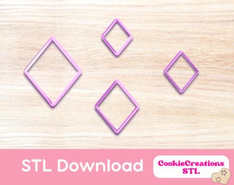 Diamond Cookie Cutter STL Files: 3D Print Clay Cutter (Digital Download)