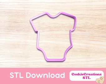 Baby Onesie Cookie Cutter STL File for 3D Printing Instant Download Perfect for Baby Shower Sugar Cookies Great Cake Decorating Tool