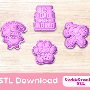 Father&#39;s Day Cookie Cutter STL Files: Dad Theme (Digital Download)