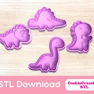Dinosaur Cookie Cutter Set STL File: Fondant & Clay Cutter (Digital Download)