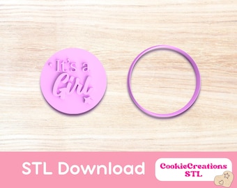 Zijn Een Meisje Baby Shower Cookie Cutter STL-bestand voor 3D Afdrukken Gender Reveal Party Bakken Tool Clay Cutter Fondant Stempel