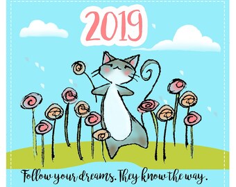 SALE! 2019 Cat Tea Towel Calendar Ready to Ship