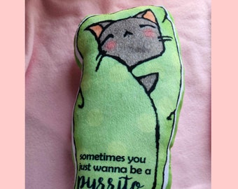 Kawaii Purrito Cat Plushie - Grey Cat Gray Cat