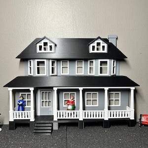 Large House Facade for Ceiling Wall shelf Train set display O gauge scale Lionel trains 3d town village decoration setup layout scenery