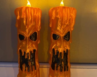 Zestaw świeczników Melting Face | Dekoracja na Halloween LED typu tealight