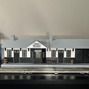 Train Station Facade for Wall shelf Train set display O gauge O scale Lionel trains 3d town village decoration design setup layout scenery