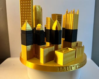 Modelo 3D del horizonte de los Pittsburgh Steelers: Decoración de escritorio en negro y dorado
