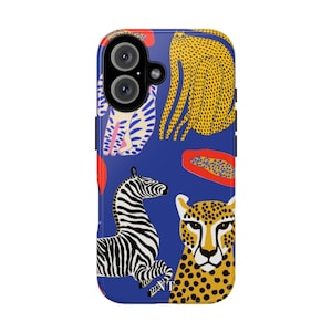 Blue cheetah phone case, animal phone case, cheetah phone case, cheetah print phone case, tough case