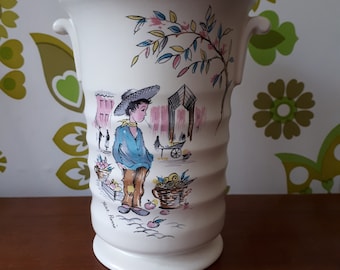 Jarrón Petit Pierre Crown Ducal de Vintsge 1950/60 hecho en Inglaterra Blue Pink Model 274