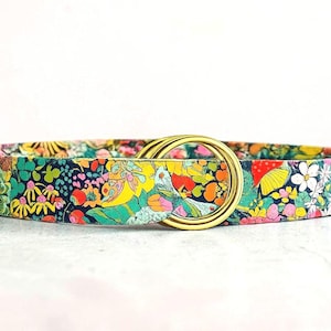 Handmade Multicolor Patterned Women\'s Belt Pink, Purple and Teal Hand-Painted Belt – Detail Diva main image 4
