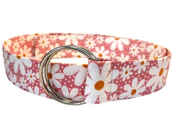 Pink and White Daisy Print Fabric Belt