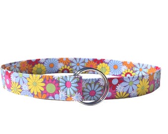 Multicolor Retro Floral  Print Fabric Belt