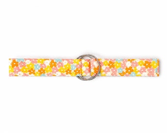 Sherbet Blooms D-Ring Belt | Handmade Floral Fabric Belt | Adjustable Ring Belt | Colorful Flower Belt | Cottagecore Belt | Boho Accessory