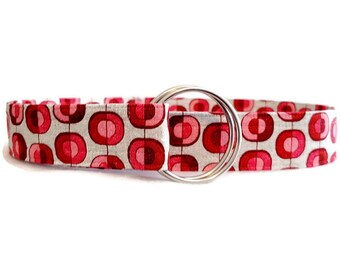 Women's Red Geo Print Fabric Belt