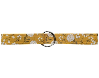 Mustard Yellow Floral Print Fabric Belt