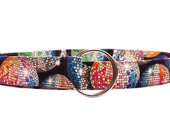Disco Ball  Cotton Print Fabric Belt