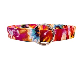Women's Bright Tie Dye Print Fabric Belt