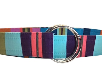 Multicolor Stripe Print Cotton Fabric Belt