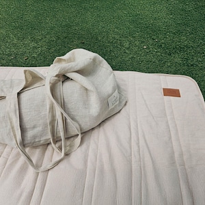 Oversized Linen Weekender Bag | 100% Linen Beach Bag | Carry All Tote Bag