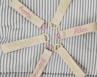 Personalized Embroidered Name Tag | Cotton Webbing Keychain
